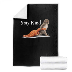 Punch Monkey Viral Trend Throw Blanket Stay Kind TS14 Black Print Your Wear