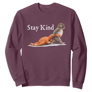 Punch Monkey Viral Trend Sweatshirt Stay Kind TS14 Maroon Print Your Wear