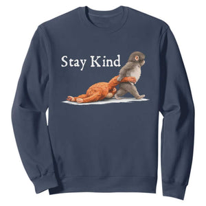 Punch Monkey Viral Trend Sweatshirt Stay Kind TS14 Navy Print Your Wear