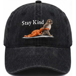 Punch Monkey Viral Trend Washed Cotton Baseball Cap - Stay Kind TS14 Washed Cap Universal Fit Black Print Your Wear
