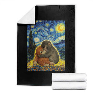 Punch Monkey Starry Night Viral Trend Throw Blanket TS14 Black Print Your Wear