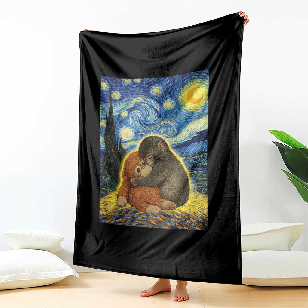 Punch Monkey Starry Night Viral Trend Throw Blanket TS14 Print Your Wear