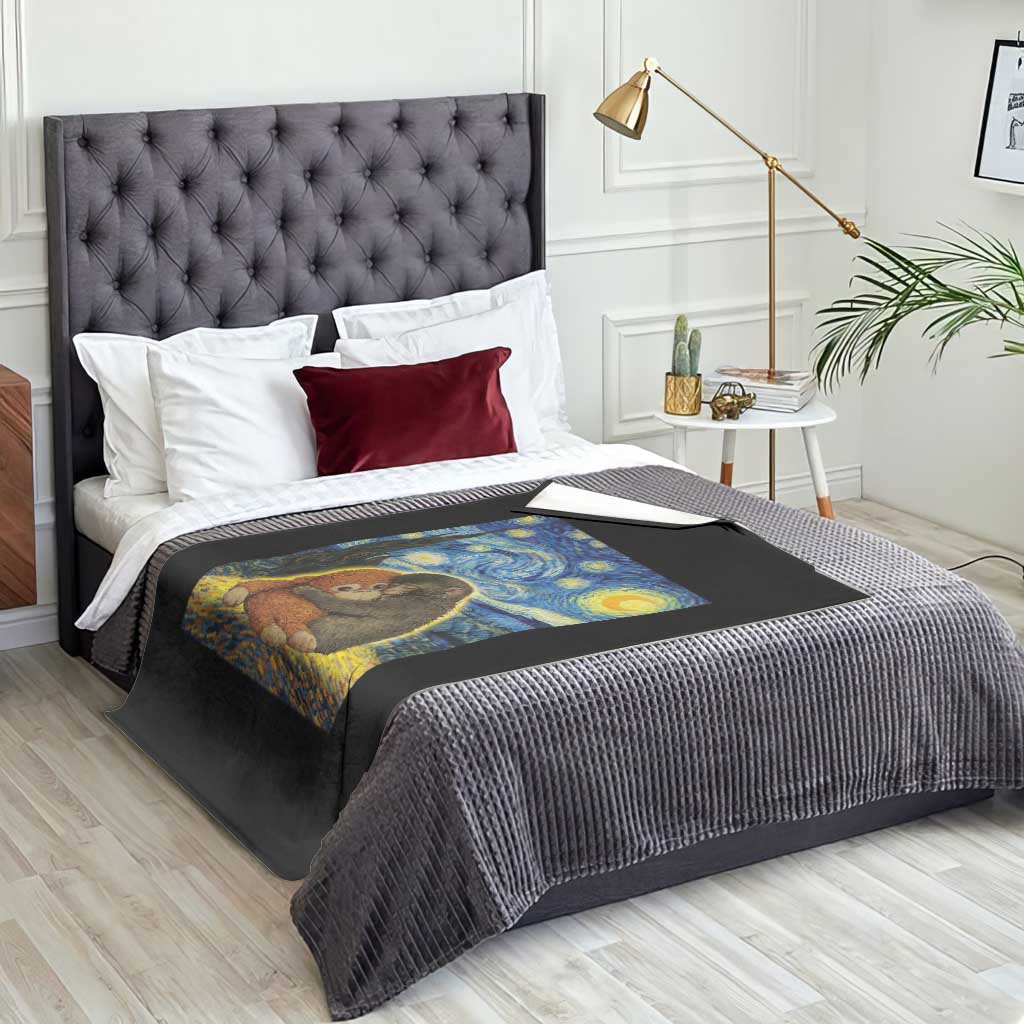 Punch Monkey Starry Night Viral Trend Throw Blanket TS14 Print Your Wear