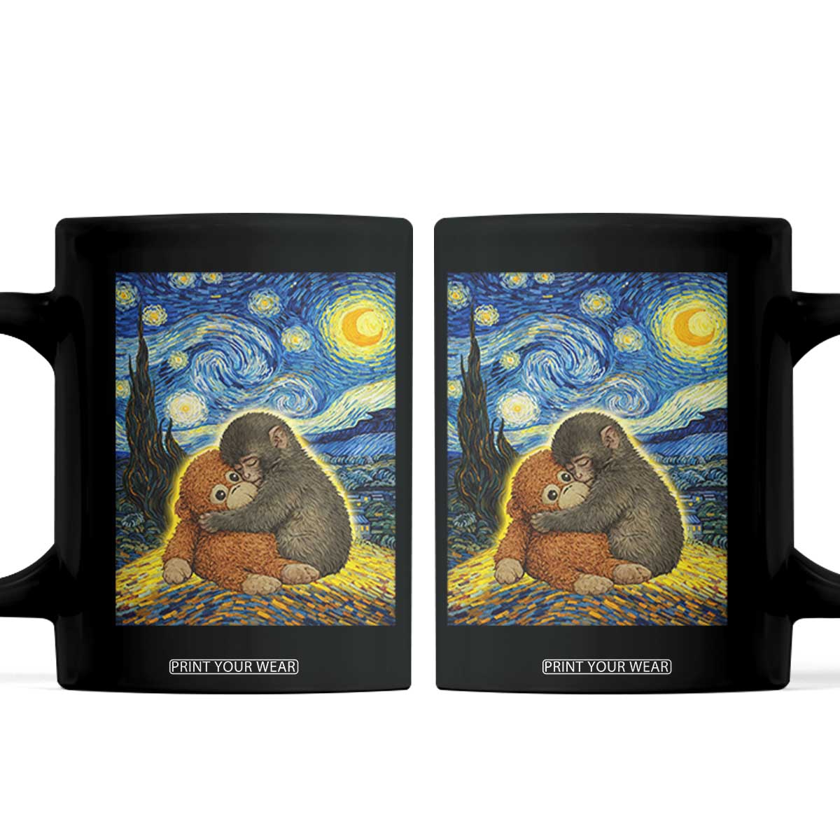 Punch Monkey Starry Night Viral Trend Coffee Mug TS14 Black Print Your Wear