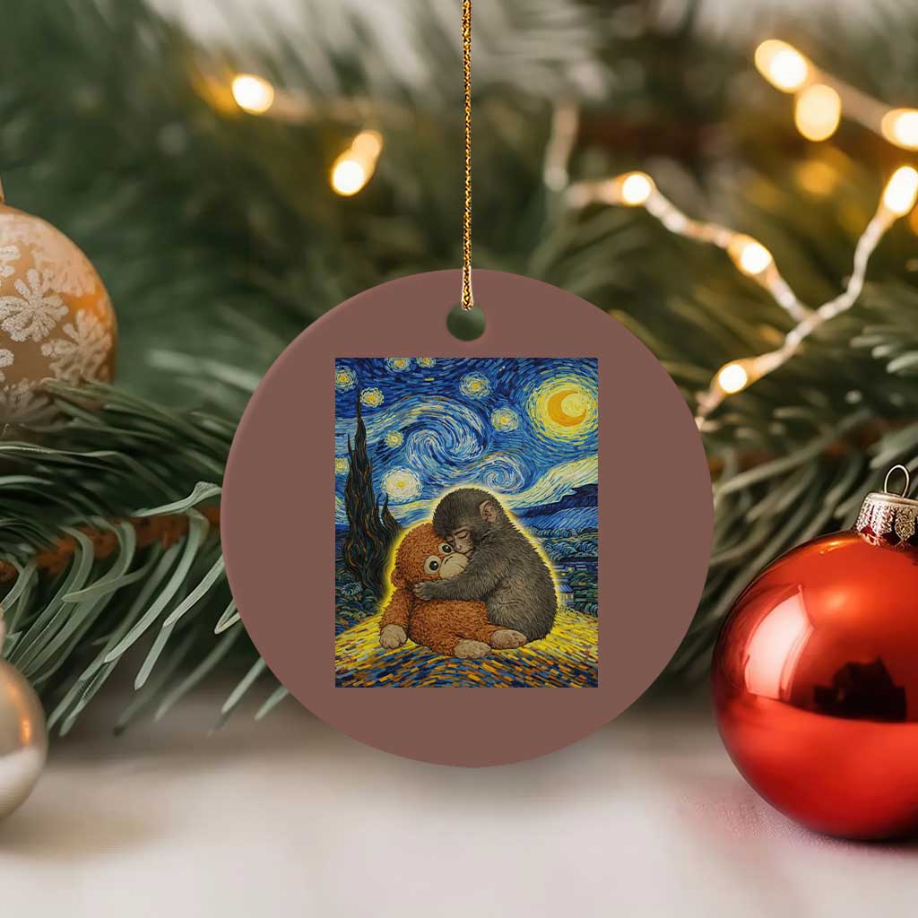 Punch Monkey Starry Night Viral Trend Ceramic Ornament TS14 1pc Mocha Print Your Wear