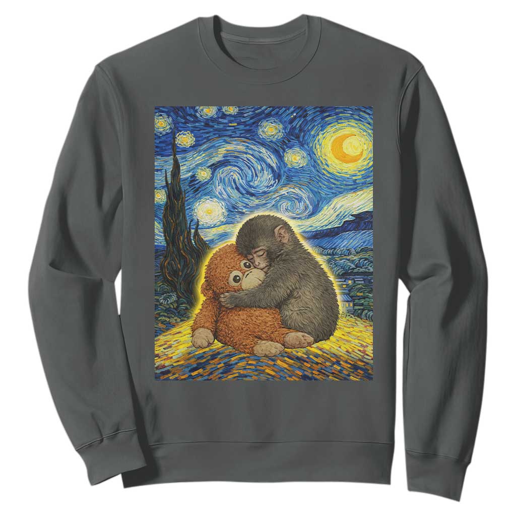 Punch Monkey Starry Night Viral Trend Sweatshirt TS14 Dark Heather Print Your Wear