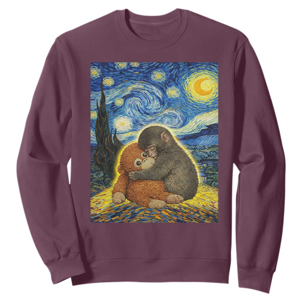 Punch Monkey Starry Night Viral Trend Sweatshirt TS14 Maroon Print Your Wear