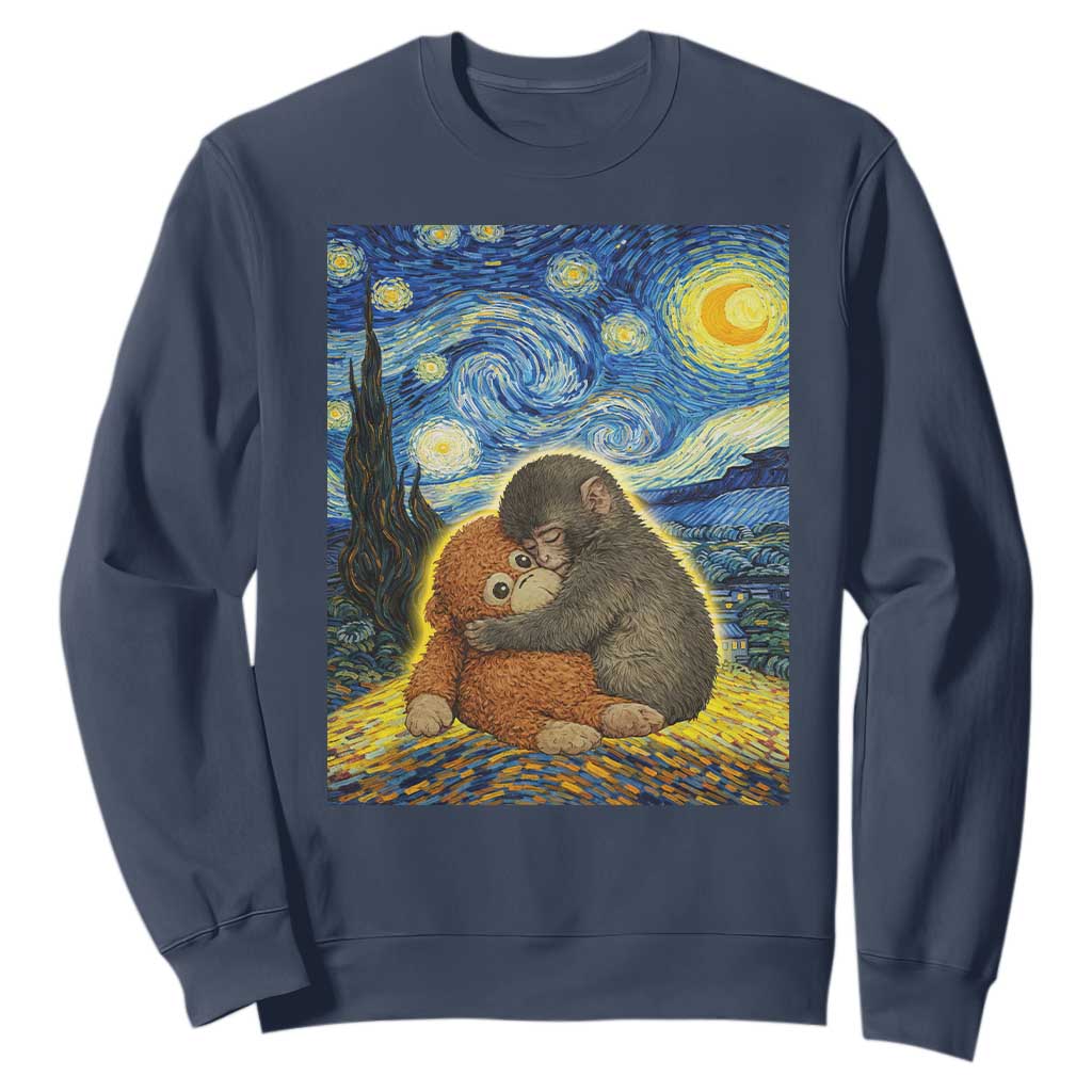 Punch Monkey Starry Night Viral Trend Sweatshirt TS14 Navy Print Your Wear