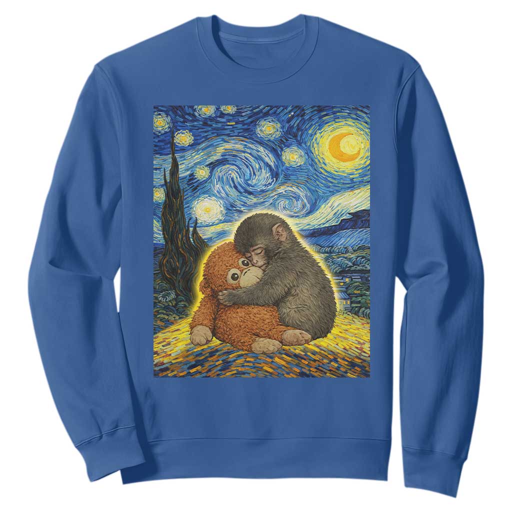 Punch Monkey Starry Night Viral Trend Sweatshirt TS14 Royal Blue Print Your Wear