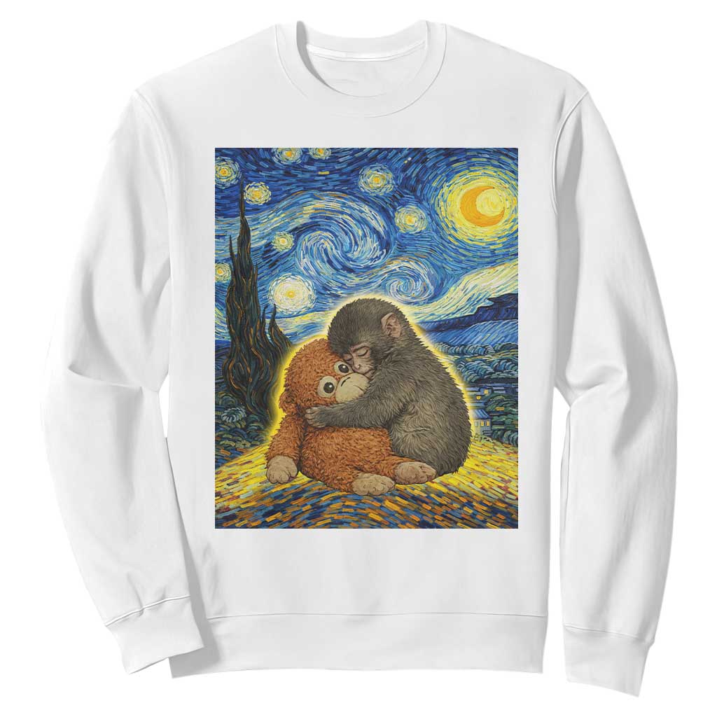 Punch Monkey Starry Night Viral Trend Sweatshirt TS14 White Print Your Wear