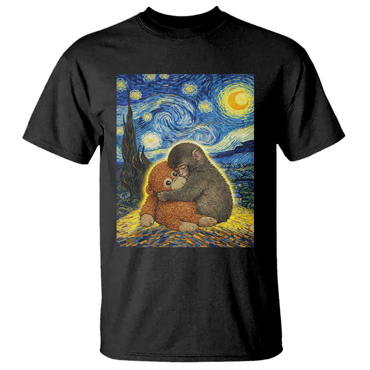 Punch Monkey Starry Night Viral Trend T Shirt TS14 Black Print Your Wear