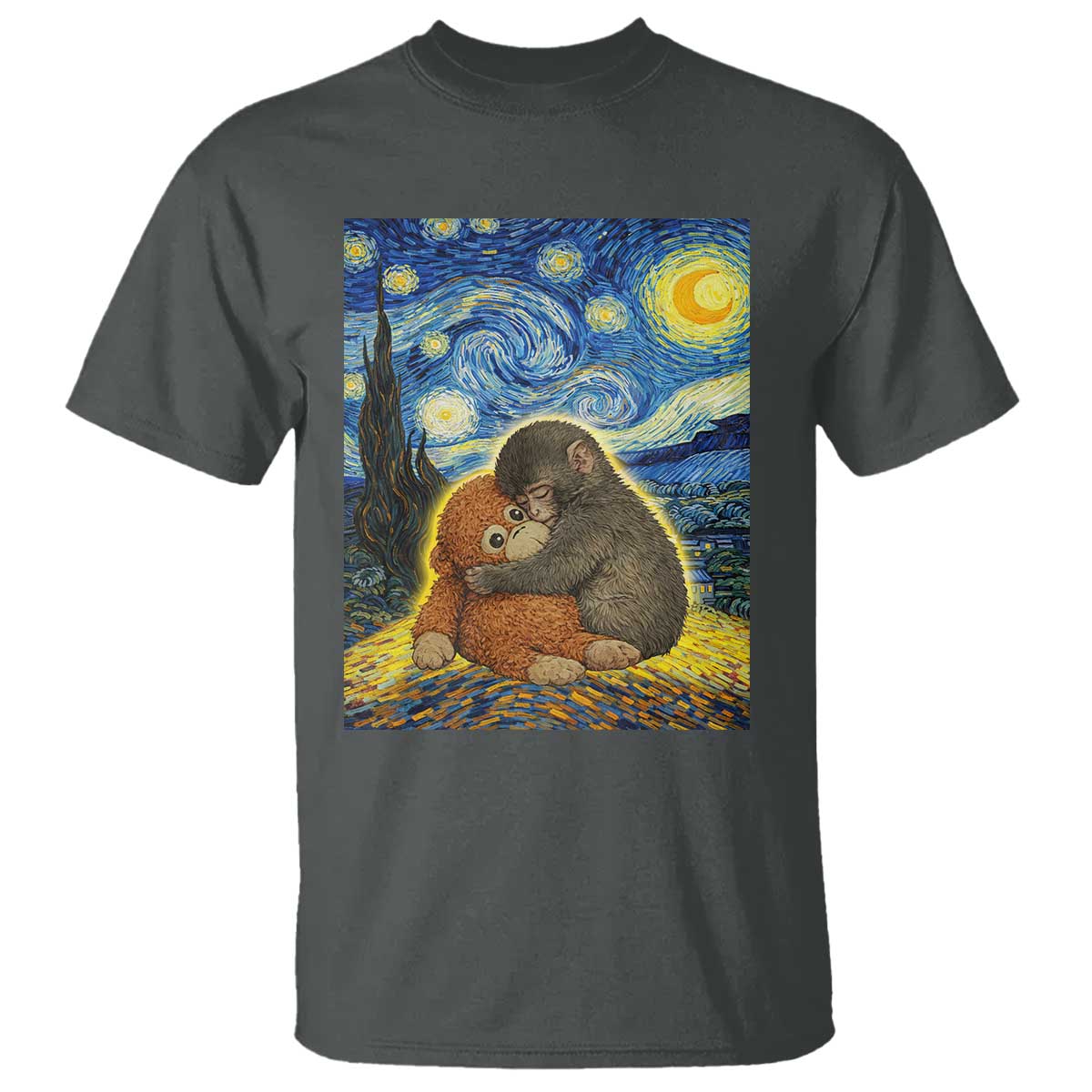 Punch Monkey Starry Night Viral Trend T Shirt TS14 Dark Heather Print Your Wear