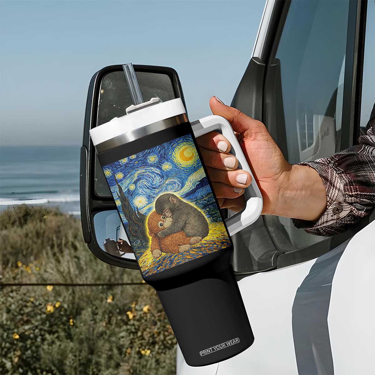 Punch Monkey Starry Night Viral Trend Tumbler With Handle TS14 Print Your Wear