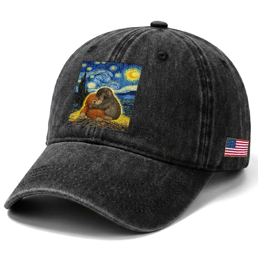 Punch Monkey Starry Night Viral Trend Washed Cotton Baseball Cap TS14 Print Your Wear