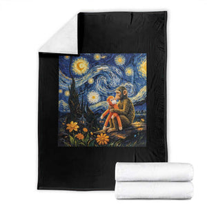Baby Monkey Punch Starry Night Viral Trend Throw Blanket TS14 Black Print Your Wear