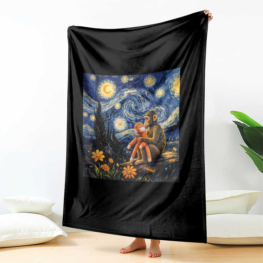 Baby Monkey Punch Starry Night Viral Trend Throw Blanket TS14 Print Your Wear