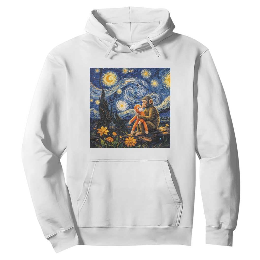 Baby Monkey Punch Starry Night Viral Trend Hoodie TS14 White Print Your Wear