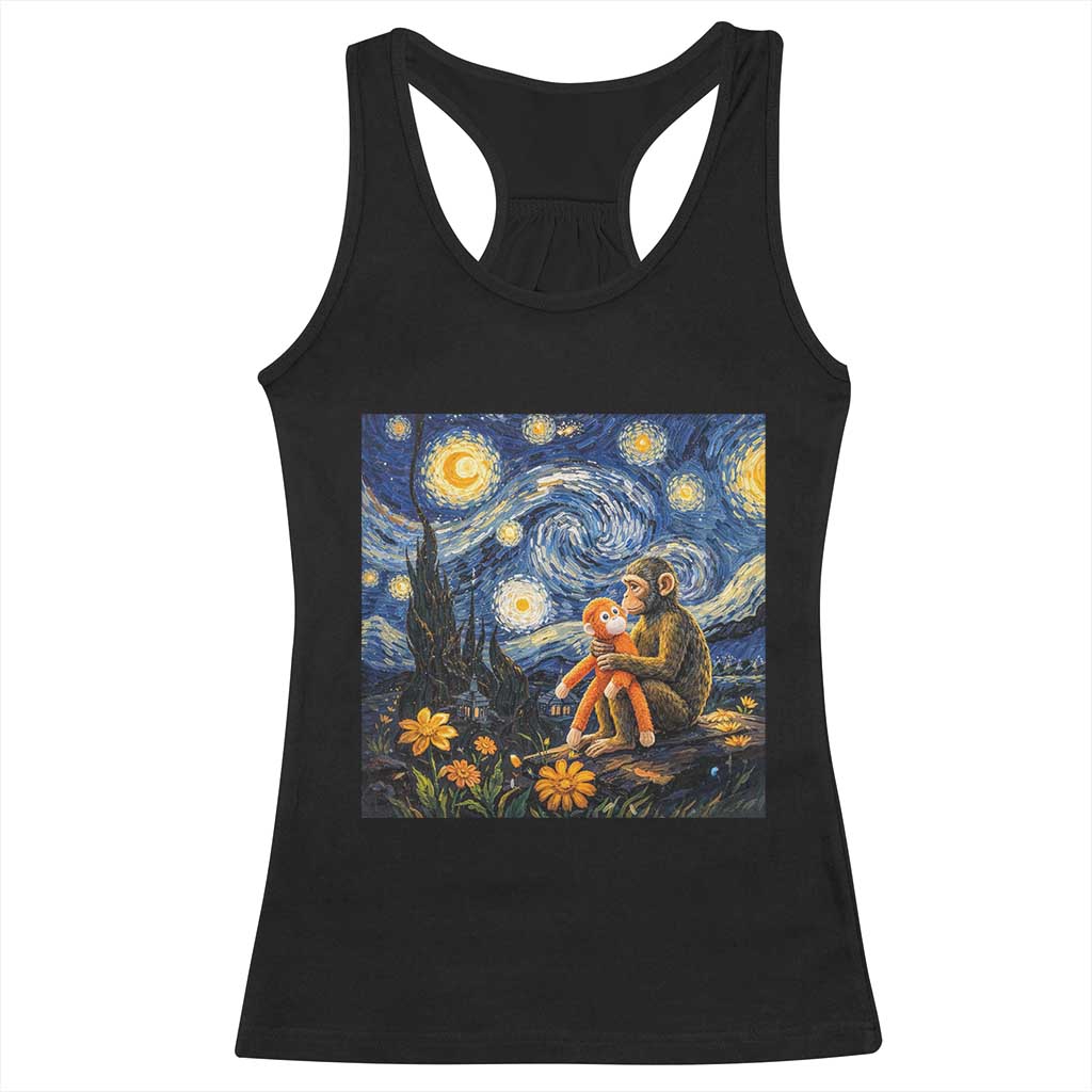 Baby Monkey Punch Starry Night Viral Trend Racerback Tank Top TS14 Black Print Your Wear