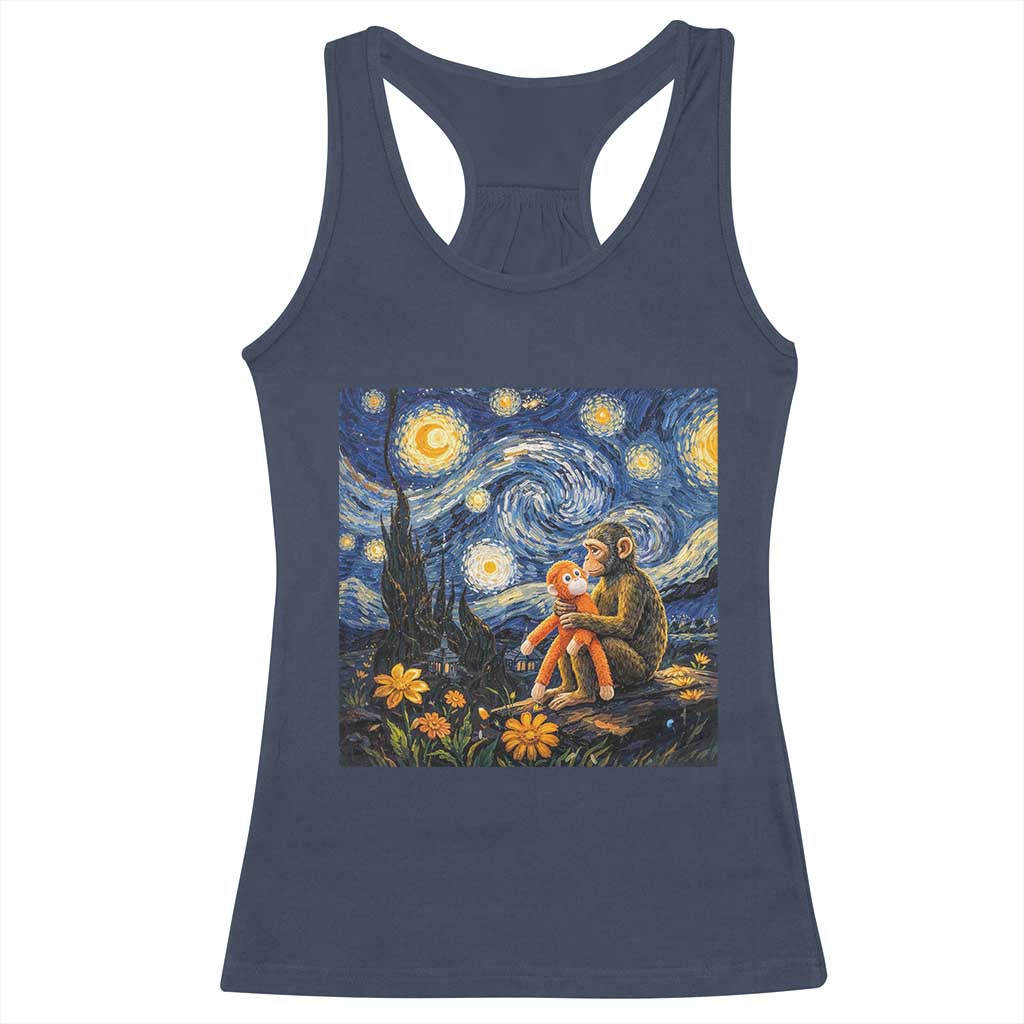 Baby Monkey Punch Starry Night Viral Trend Racerback Tank Top TS14 Navy Print Your Wear