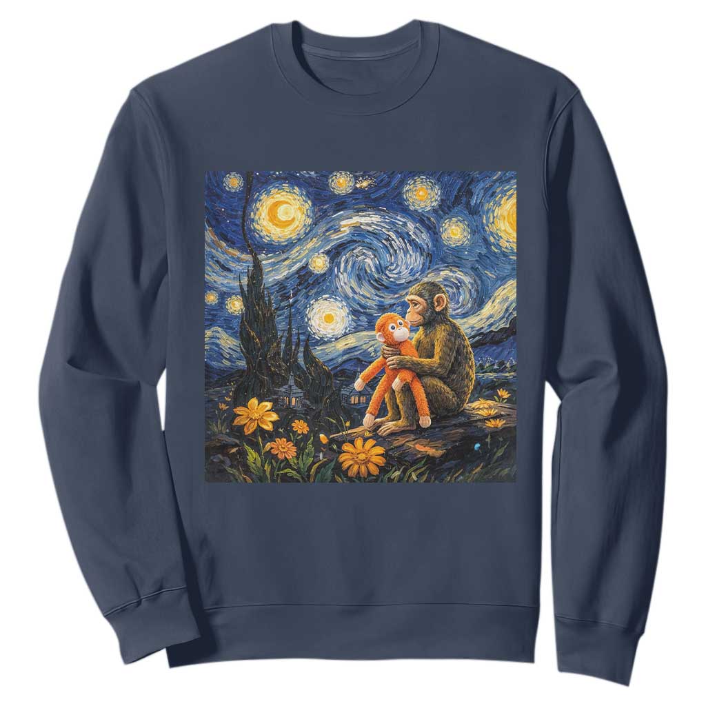 Baby Monkey Punch Starry Night Viral Trend Sweatshirt TS14 Navy Print Your Wear