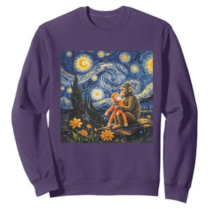 Baby Monkey Punch Starry Night Viral Trend Sweatshirt TS14 Purple Print Your Wear