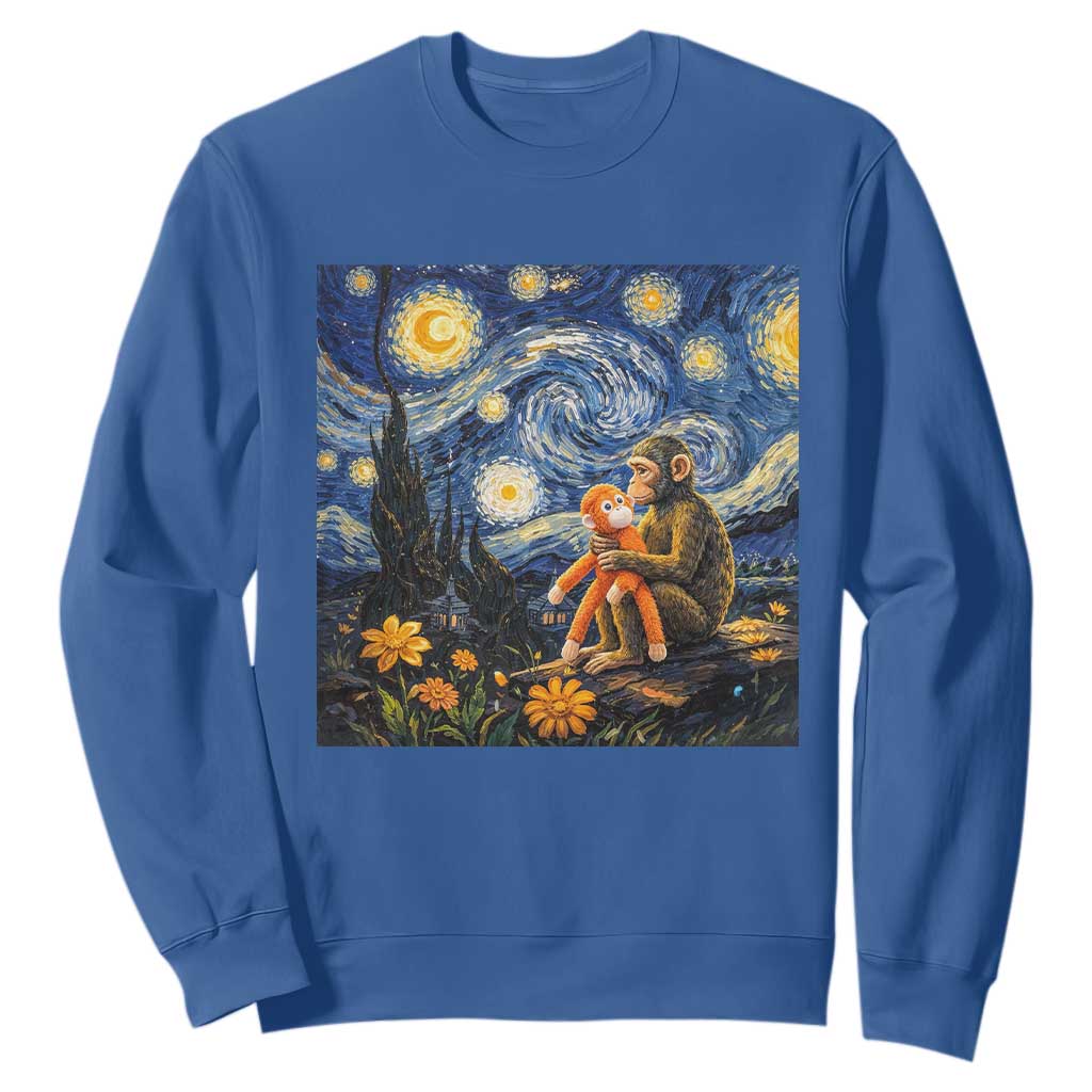 Baby Monkey Punch Starry Night Viral Trend Sweatshirt TS14 Royal Blue Print Your Wear