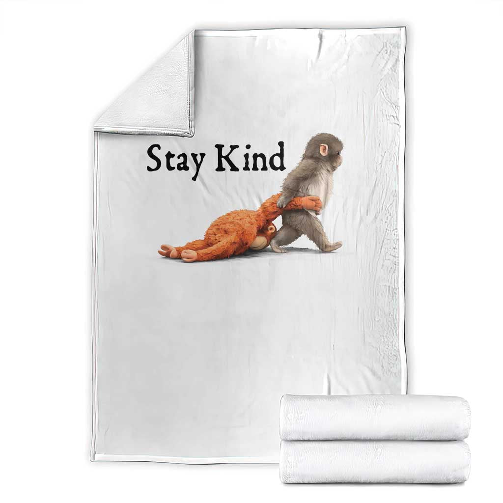 Punch The Monkey Meme Throw Blanket Stay Kind TS14 White Print Your Wear