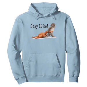Punch The Monkey Meme Hoodie Stay Kind TS14 Light Blue Print Your Wear