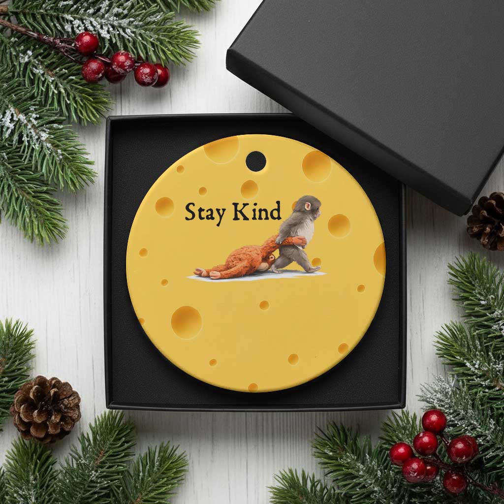 Punch The Monkey Meme Ceramic Ornament Stay Kind TS14 1pc Yellow Cheese Print Your Wear