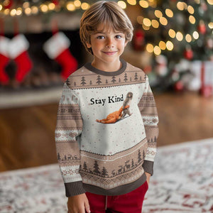 Punch The Monkey Meme Ugly Christmas Sweater Stay Kind TS14 Mocha Mousse Print Your Wear