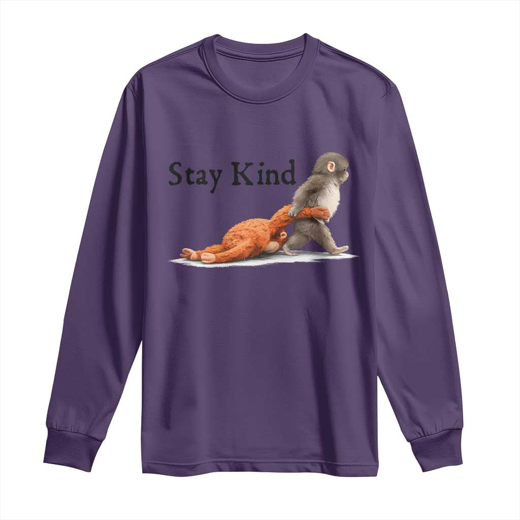 Punch The Monkey Meme Long Sleeve Shirt Stay Kind TS14 Purple Print Your Wear