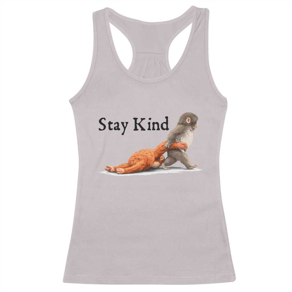 Punch The Monkey Meme Racerback Tank Top Stay Kind TS14 Ice Gray Print Your Wear