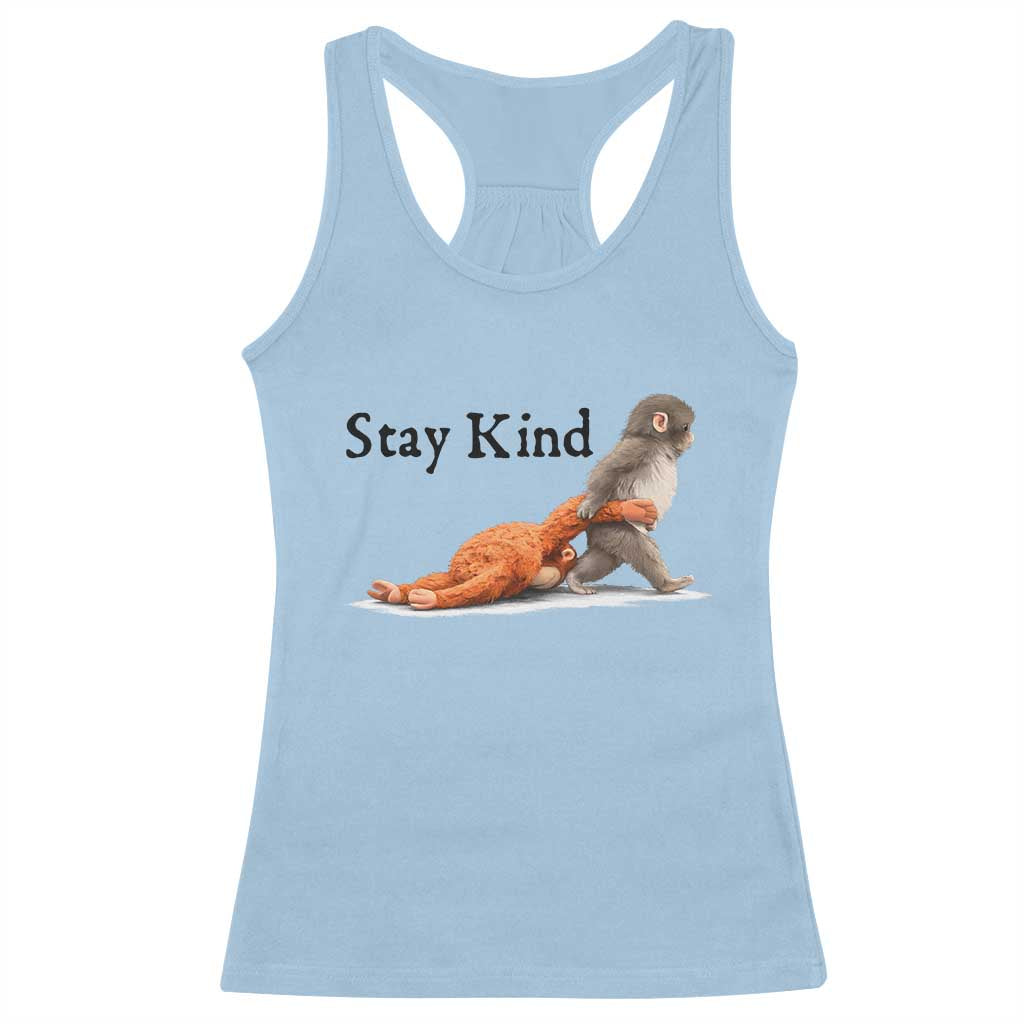Punch The Monkey Meme Racerback Tank Top Stay Kind TS14 Light Blue Print Your Wear