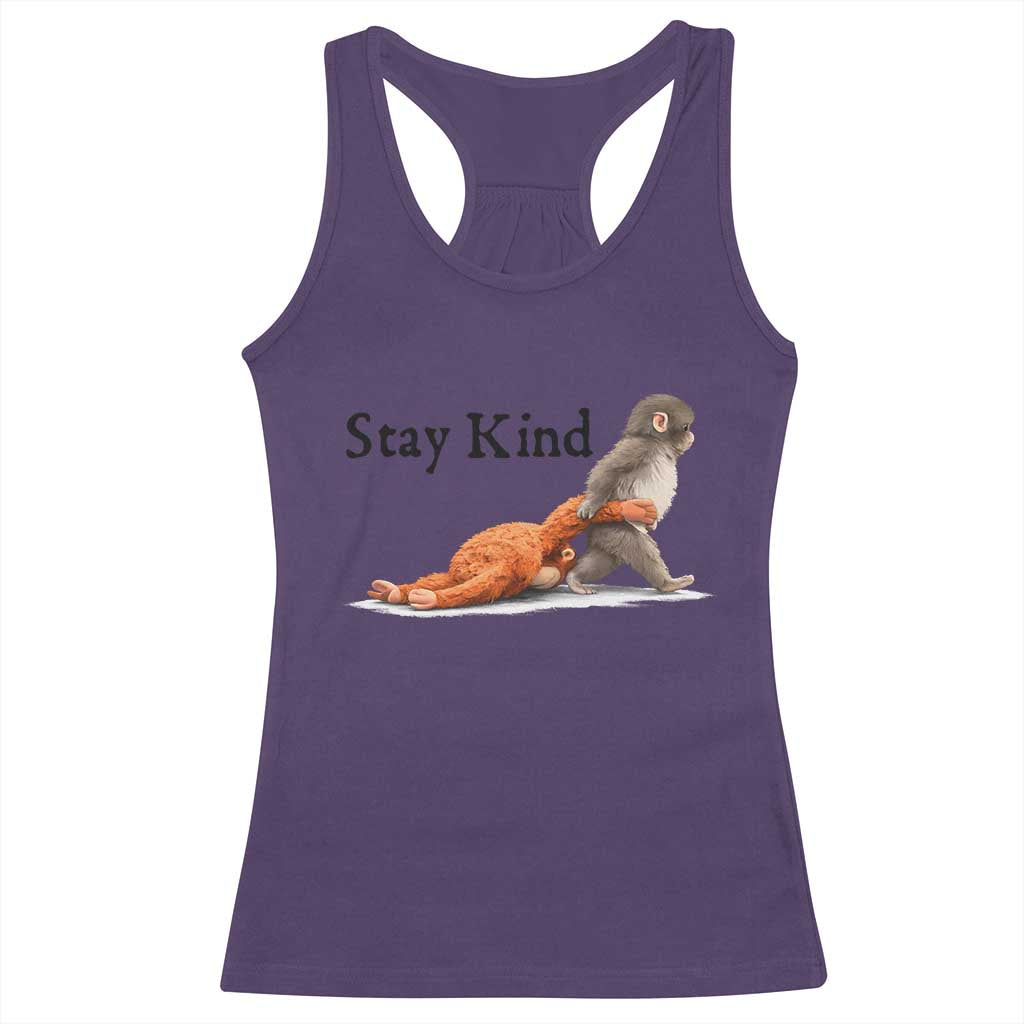 Punch The Monkey Meme Racerback Tank Top Stay Kind TS14 Purple Print Your Wear