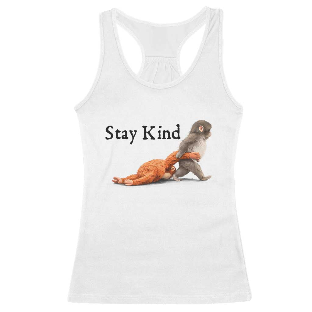 Punch The Monkey Meme Racerback Tank Top Stay Kind TS14 White Print Your Wear