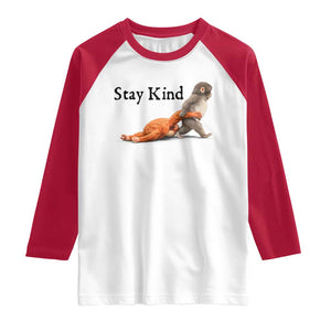 Punch The Monkey Meme Raglan Shirt Stay Kind TS14 White Red Print Your Wear