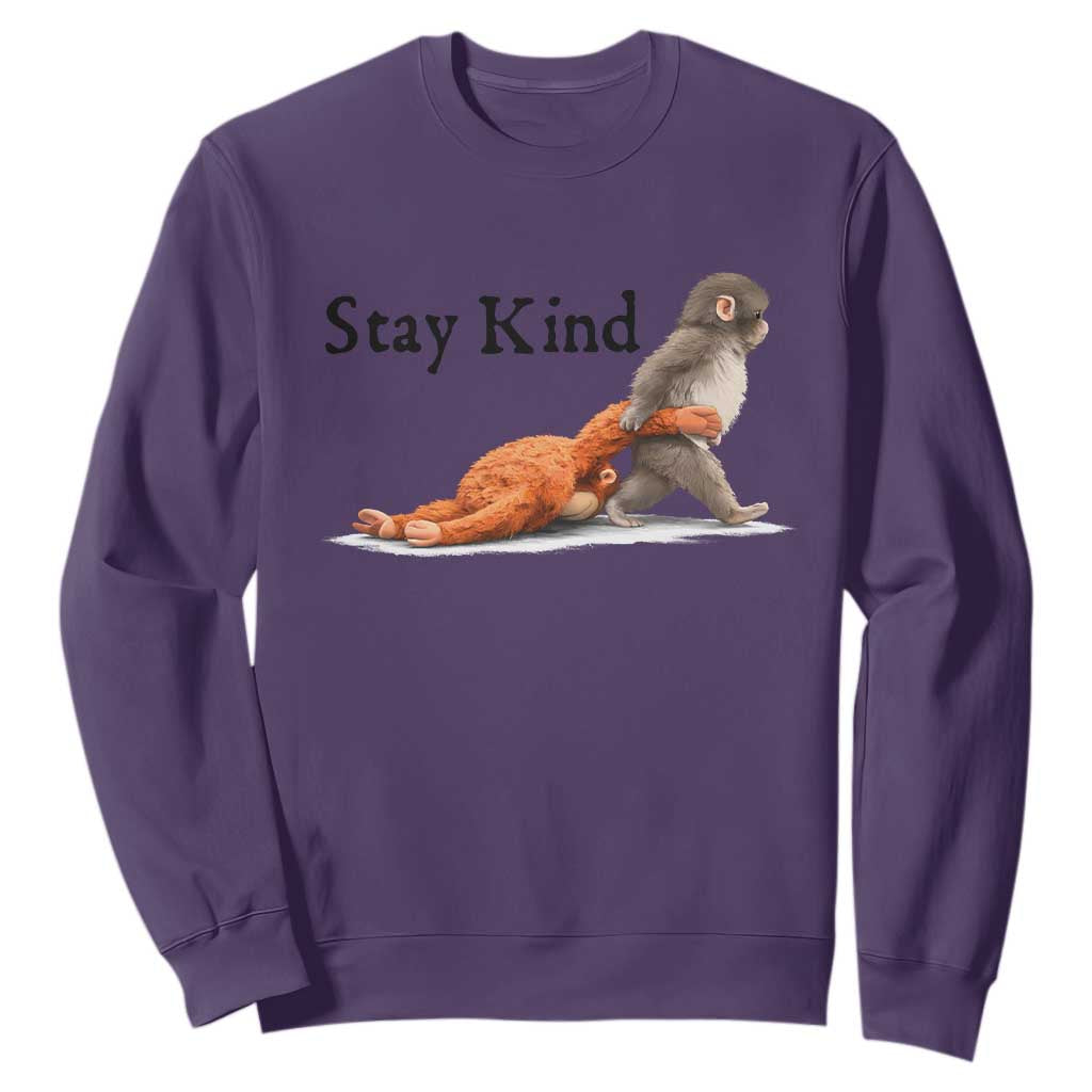 Punch The Monkey Meme Sweatshirt Stay Kind TS14 Purple Print Your Wear