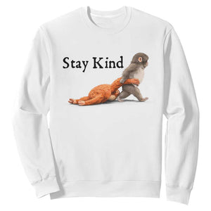 Punch The Monkey Meme Sweatshirt Stay Kind TS14 White Print Your Wear