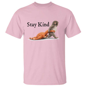 Punch The Monkey Meme T Shirt Stay Kind TS14 Light Pink Print Your Wear