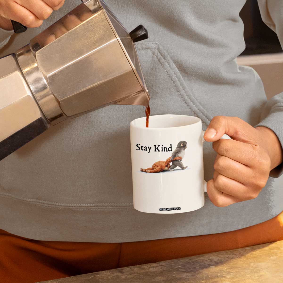Punch The Monkey Meme Coffee Mug Stay Kind TS14 Print Your Wear