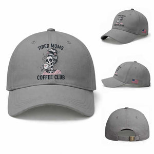 Tired Moms Coffee Club Baseball Cap Funny Skeleton Drinking Coffee Lover TS14 Baseball Cap Universal Fit Sport Gray Print Your Wear