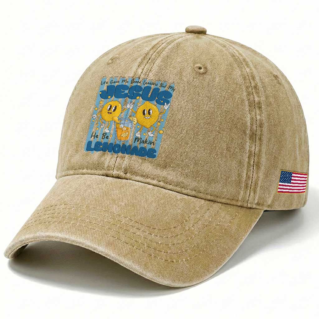 Jesus Lemonade Washed Cotton Baseball Cap Life Gave Me Some Lemons TS14 Print Your Wear