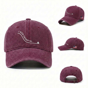 I Had Potential Washed Cotton Baseball Cap Funny Sci-Fi Book Lover TS14 Washed Cap Universal Fit Burgundy Print Your Wear