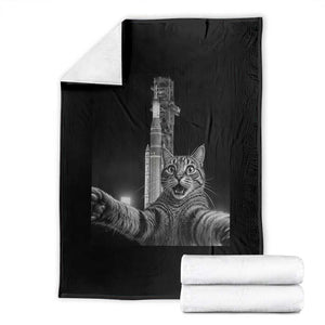 Funny Cat Selfie Lunar Mission 2026 Throw Blanket TS14 Black Print Your Wear