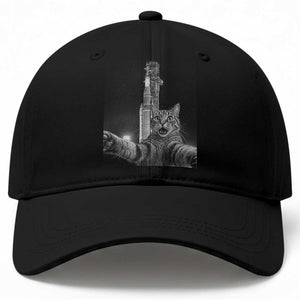 Funny Cat Selfie Lunar Mission 2026 Baseball Cap TS14 Print Your Wear
