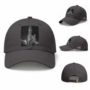 Funny Cat Selfie Lunar Mission 2026 Baseball Cap TS14 Baseball Cap Universal Fit Dark Gray Print Your Wear