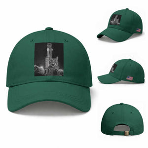 Funny Cat Selfie Lunar Mission 2026 Baseball Cap TS14 Baseball Cap Universal Fit Irish Green Print Your Wear
