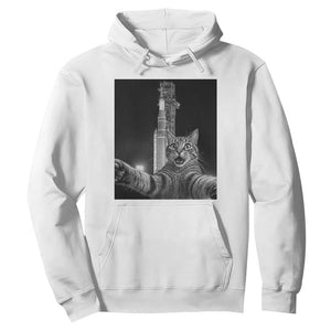 Funny Cat Selfie Lunar Mission 2026 Hoodie TS14 White Print Your Wear