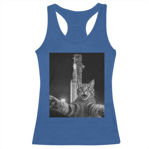 Funny Cat Selfie Lunar Mission 2026 Racerback Tank Top TS14 Royal Blue Print Your Wear