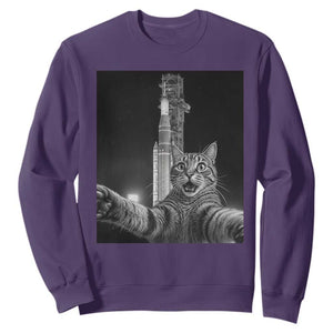 Funny Cat Selfie Lunar Mission 2026 Sweatshirt TS14 Purple Print Your Wear